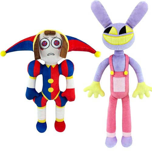 LUKIUP The Digital Circus Plush, 42-30cm Jax and Pomni Amazing Jax Kuscheltier, Osterhase Plüschtier, Zirkus Plushie Ostern Weihnachts Valentinstag Geburtstagsgeschenke für Kinder Jungen Mädchen