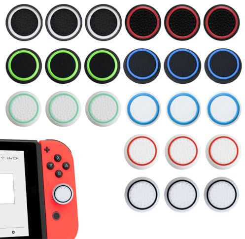 CUZKC 24 pièces Remplacement Joystick Silicone Housse Bouchon Protection Silicone Pouce Joystick Thumb Grip Thumbstick Cap Cover Game Controllers pour PS5/PS4/box 360/PS3