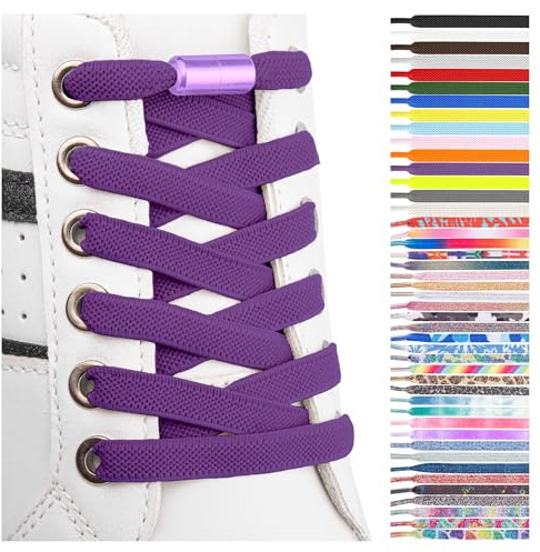 SULPO 2 paia Lacci scarpe elastici piatti - stringhe elastiche - Lacci colorati con chiusura rapida - Lacci elastici per sneakers - Lacci per bambini e adulti