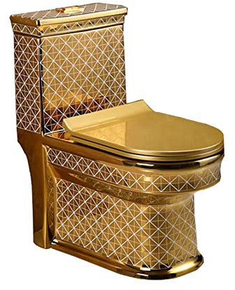 Inodoro Sifónico Moderno, Inodoro De Oro Tirano Local Silencioso De Doble Descarga De Una Pieza, Inodoro De Cerámica De Altura Universal para El Baño del Hotel En Casa (400 Mm, 680 X 380 X 7