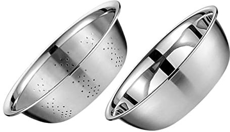 1 Set Riso Lavaggio Setaccio Bacino di Scolo Drenante Colino In Acciaio Inox Frutta Lavare Scolapasta Verdure Cesto di Scolapasta Cucina Ciotola Setaccio Ciotola Ciotola di Frutta Ciotola Cib