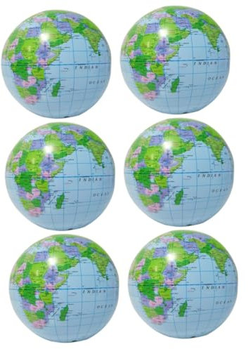 Alasum 6stücke Aufblasbarer PVC Luftball Mit Weltkarte Spielzeug Für Junge Mädchen Und Erwachsene Stressabbau Und Lernspielzeug