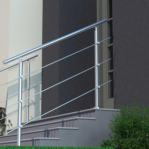 Stainless Steel Handrail Safety with 3 Cross Bars, 120cmx106cm for Indoor and Outdoor