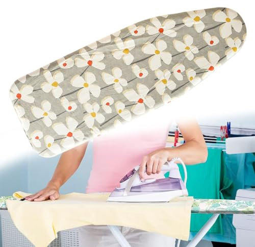 HUNTFF Iron Board Cover with Padding Ironing Board, Elastic Edge Ironing Board Cover and Pad, Replacement Covers for Ironing Board/D Canvas/91 * 33Cm(36 * 13Inch)