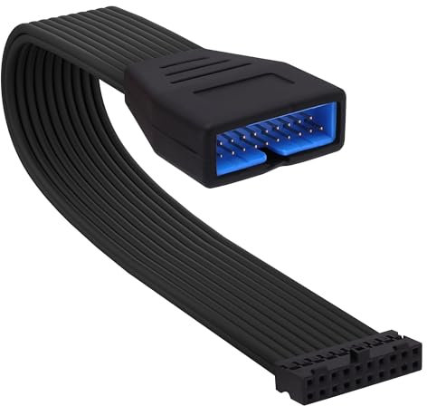 YARCHONN USB 3.0 Header Extension Cable Motherboard 19/20 Pin Macho a Hembra Interno Extension Cable USB 3.0 Extender Adaptador para la Solución de Placa Base Bloqueado por Tarjeta Gráfica -15 cm
