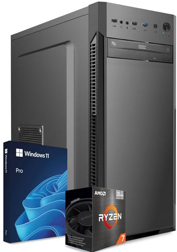 PC Fisso Completo - Computer Desktop AMD Ryzen 7 5700x • RAM 32GB DDR4 • SSD 1TB M.2 • Scheda Video Arc A380 6GB • Wi-Fi AC • Bluetooth • Masterizzatore DVD • HDMI • USB 3.0 • Windows 11 Pro