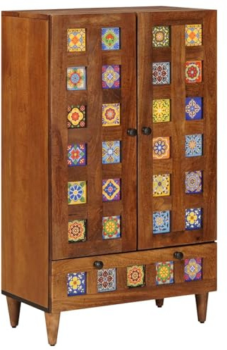 vidaXL Highboard Walnuss 60 x 33,5 x 100 cm Massivholz Mango
