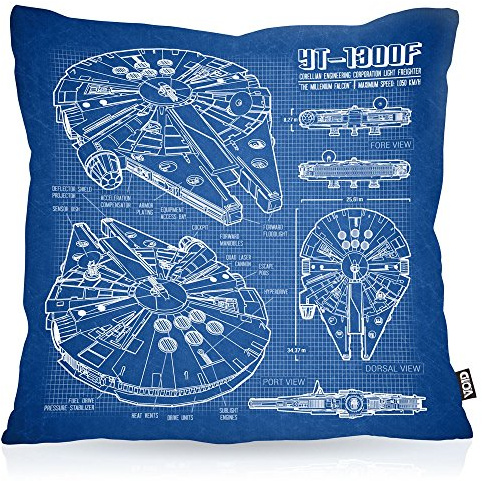 VOID Millennium Falcon Kissenbezug Kissenhülle Outdoor Indoor Blaupause falkon, Kissen Größe:40 x 40 cm