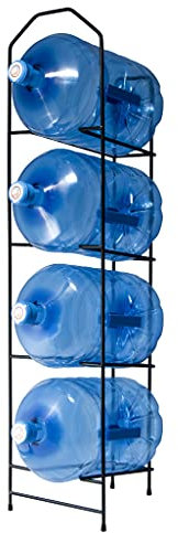 Estantería metálica Negra para almacenar hasta 4 garrafas de Agua de Grandes formatos. Botellero Fabricado en Metal para botellones Desde 11,9 hasta 20 litros