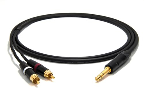 enoaudio Mogami 2534 Quad Y Cavo Stereo adattatore professionale | Neutrik Gold 6,3mm TRS – RCA (L,R) | HiFi - 7,0 m