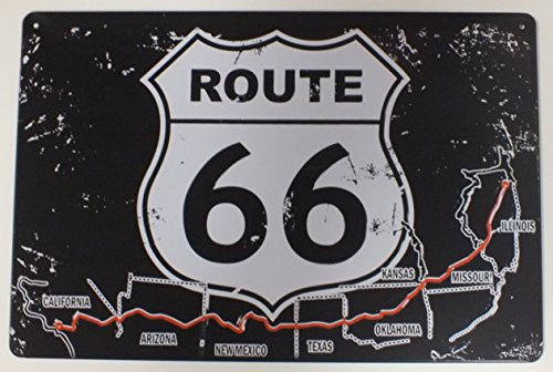 Tin Metal Sign Plaque Bar Pub Vintage Retro Wall Decor Poster Home Club Tavern Wall Door (30 x 20 cm) - UK Company (225 - Route 66)