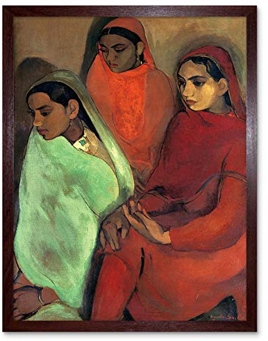 Wee Blue Coo Painting Sher-Gil Group Of Three Girls Art Print Framed Poster Wall Decor Kunstdruck Poster Wand-Dekor-12X16 Zoll