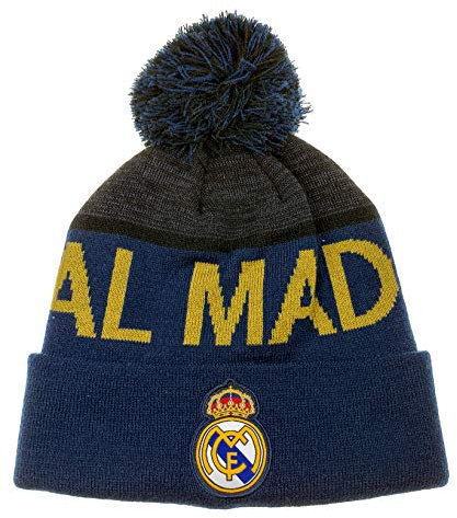 Real Madrid Cuff Pom Beanie, offizielles Lizenzprodukt, Blau, Marineblau, Einheitsgr��e