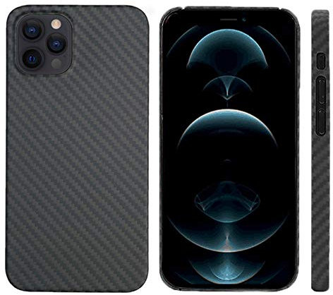 qichenlu Kugelsicher Aramidfaser Schwarz Aramid Hülle kompatibel mit iPhone 12 Pro,Militärstandard Stoßfest Extrem Dünn Cover Case Hartschale kompatibel mit iPhone 12 Pro