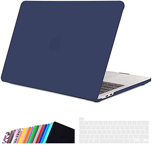 iNeseon Hülle Kompatibel mit 2016-2022 MacBook Pro 13 Zoll Modell A2338(M1 M2) A2289 A2251 A2159 A1706 A1989, Plastik Case Schutzhülle und EU Tastaturschutz für MacBook Pro 13,3, Navy Blau