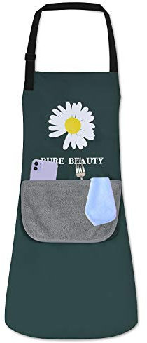 ZONEKEY Wasserdicht Schürze Küchenschürze Kochschürze Verstellbarem mit Tasche BBQ Backen Chef Schürze für Damen Herren Erwachsene