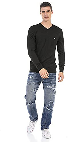 Cipo & Baxx Herren Pullover CP242 Anthrazit – Stylischer Strickpullover im modernen Design mit hohem Perfekt für Freizeit, Alltag & Coole Streetwear Outfits - CP242 Anthrazit L