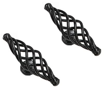 SYDARSYN 2 Stück Griffe für Küchenschränke - Oval Vogelkäfig-Stil Möbelgriffe Schwarz Aushöhlen Möbelknöpfe, Einzelloch