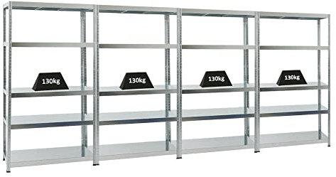 PROREGAL Mega Deal 4er-Sparset Metallregal Steel Eagle 180x100x40cm Fachlast 130kg Verzinkt Schwerlastregal, Küchenregal, Kellerregal, Steckregal, Garagenregal, Lagerregal