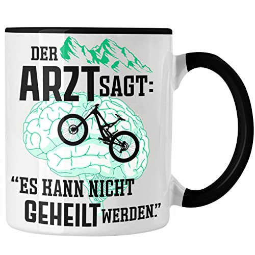 Trendation - Mountainbike Geschenke für Männer Tasse Geschenk Mountainbike-Fahrer Geschenkideen (Schwarz)