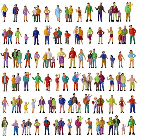 RANRAO 200 Stück zufällige Menschen Figuren Modell 1:87 Maßstab Modell Züge architektonische Kunststoff Menschen Figuren winzige Menschen Passagiere Menschen für Miniatur-Szenen