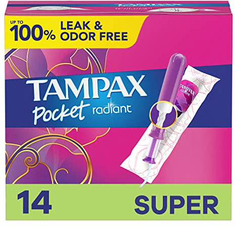 Tampax Radiant Tampons, super Saugfähigkeit, mit Auslaufschutzgeflecht, geruchlos, 14 Karat