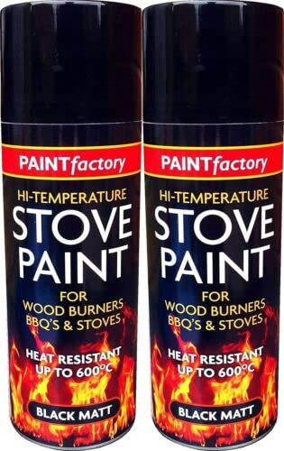 2 x Rapide Paint Factory High Temperature 400ml Stove Paint (Black Matt)