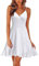 ULTRANICE Robe d'été pour Femme Col V Robe de Plage Bretelles Spaghetti réglables Robe décontractée(Blanc,M)