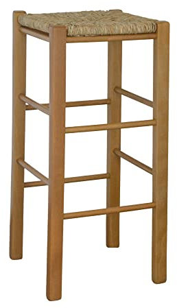 okAffareFatto di Zimbardi Costanza Tabouret en bois avec assise carrée en paille h 70 cm noyer clair jambes droites