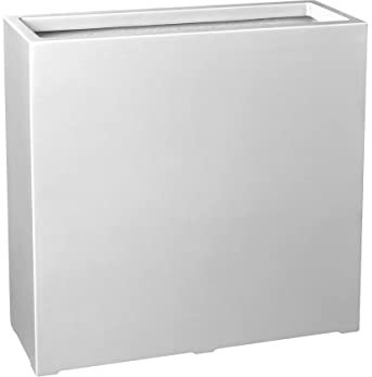 BARTPOL Blumentopf Quadratisch XXL D972A Pflanzkübel aus Fiberglas 75x28x75cm I Blumentopf außen/innen I Übertöpfe für zimmerpflanzen I Fiberglas kübel - weißer Glanz