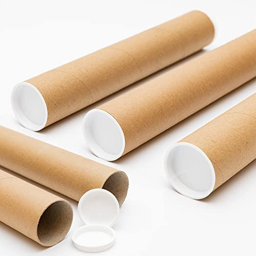 A2 Versandrollen, 460 mm x 50 mm, für Versand, Poster, Kunstwerke, Gemälde, Dokumente, Blauabdrücke, robuste Karton-Rohr-Versandtaschen + Endkappen (100 Stück)