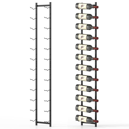 COSTWAY Botellero de Pared para 6/9/12 Vinos, Soporte Metal Inoxidable para Botellas de Vino, Estante de Vino de Pared, Almacenaje de Botellas de Vino Vertical para Cocina Comedor Bar (12 Botellas)