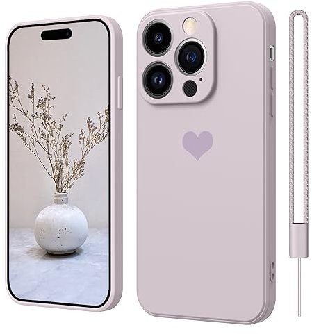 iPhone 15 Pro Max Hülle Silikon Case mit Herz, SupVict Hanyhülle iPhone 15 Pro Max Ultra Dünn mit Microfiber, Kratzfeste Rundumschutz Case Stoßfest Slim Schutz Hülle für iPhone 15 Pro Max 6.7''Lila