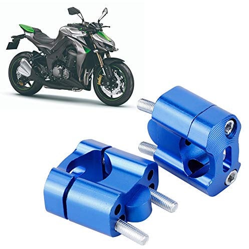 1 Pair Motorbike Handlebar Risers, CNC Aluminum Alloy Motorcycle Handlebar Riser Bar Handlebar Clamp Mount Adapter for 22mm/28mm 1/8in 7/8in Bars Clamp (Blue)