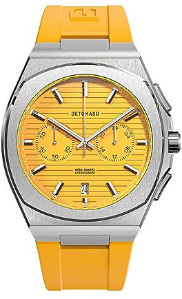 DeTomaso VOLTRE Chrono First Edition Giallo Gelb Herren-Armbanduhr Analog Quarz reTPU Gelb