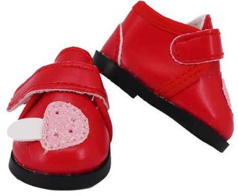 Aeromdale Doll Shoes PU Shoes with Mushroom Pattern Shoes for 14 inch American Doll Girls Dolls 35cm Doll Accessories - xm672-1 Pair