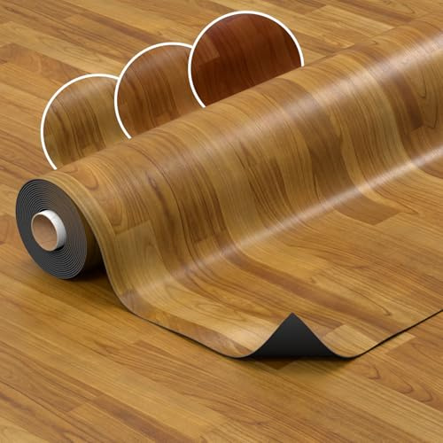 PVC Bodenbelag Vinylboden Meterware in Holzoptik Fußbodenbelag Auslegware Vinyl für Küche Wohnzimmer Badezimmer Anti-Rutsch 140cm Breite Buche 140x140cm