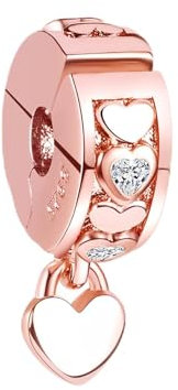 925 Sterling Silver Clip Charms for Bracelets and Necklaces Rose Gold Stoppers Charms Birthday Jewellery Gift for Women