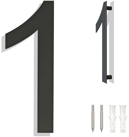 Ywonoby numéros de maison - grands numéros de maison en acier inoxydable brossé, numéros de porte, plaque adresse - moderne flottant noir RAL 7016 numéros de maison-10 pouces 254mm hauteur-numéro 1