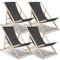 Hebitod Lot de 4 chaises longues pliantes en bois - Charge maximale : 120 kg - Pour la plage, le camping, le balcon, la piscine, la plage, le camping, la piscine, la plage, le camping - Gris