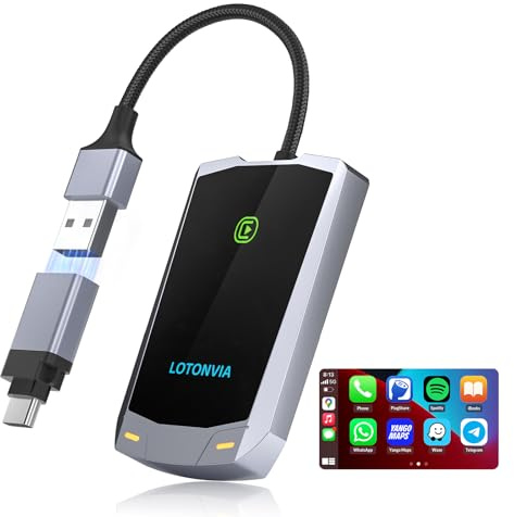 Carplay Wireless Adapter - 5.8GHz Wireless Carplay Adapter for Apple Easy and Fast to Upgrade Wired CarPlay to Wireless, Plug & Play Carplay Dongle Wireless Fit for Cars 2015+ & for iPhone 6+ iOS 10+