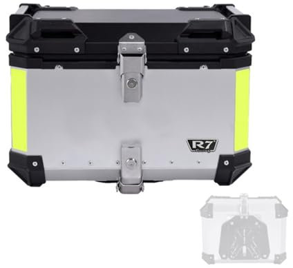 Motorradkoffer Wasserdicht Top Case Box Motorrad Aluminium Helmkoffer Motorroller Koffer, Wasserdicht, 36L 45L 55L 65L 80L 100L(Silver,55L)
