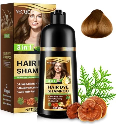 Haarfärbeshampoo, Natürliches Sofort Haarfarben Shampoo 3 in 1 Hair Dye Shampoo Langanhaltende Haarfärbemittel, 100% Abdeckung, Herbal Ingredients, 500ML (Coffee)