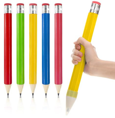 OT-NVWOZR 5 Stück Riesen Bleistift mit Radiergummi, Großer Holzbleistift Lustiger Riesenbleistift, 35cm Holz Jumbo Bleistifte für Requisiten, Großer Bleistift Neuheit Bürobedarf