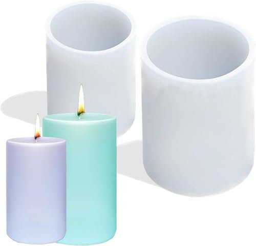 Yitobici Moule à Bougie, Moule Cylindrique en Résine, Moule à Bougie Rond en Silicone, Moules à Bougie, Moule en Silicone DIY, Moules à Bougie pour Bougies Parfumées, 2 Pièces
