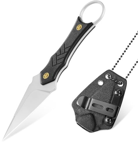 LOTHAR PORCUPINE 14C28N Stahl Neck Knife Messer,42A Fulltang Kleines Feststehendes Messer mit G10 Griff, Outdoor Messer mit Kydex Scheide und Gürtelclip