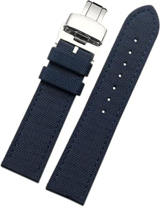NEFLUM Nylon + Leder-Uhrenarmband 19 mm 20 mm 22 mm 23 mm 24 mm Armband, wasserdichtes Uhrenarmband aus Segeltuch für Herren,19mm