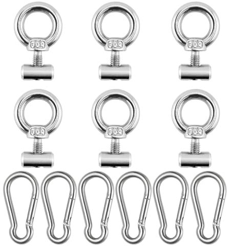 Zasvec Bulloni per Viti Filettate Maschio 6 Pezzi Occhiello di Sollevamento Viti ad Anello in Acciaio Inox con Moschetton Gancio per Tendalino Camper Bullone ad Occhiello per Tenda da Campeggio