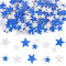 DazzJoy Glitzer Sterne Konfetti Silber Blau Groß,200 Stk Glitzersterne Streudeko Weihnachten,Pailletten Stern Tischdeko Silvester,2 Größen Sterne Deko,Streusterne Konfetti Geburtstag Hochzeit Karneval