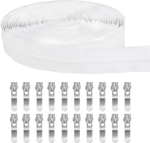 10m Teilbarer Reißverschluss Nr.4 Nylon Spiral, Kunststoff Geteilter mit 20 Silbernen Schiebern für Jeans und Jacken - Leichte Zähne zum Nähen